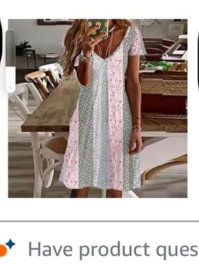 Floral Patchwork V-Neck Summer Dress - Pink & Green